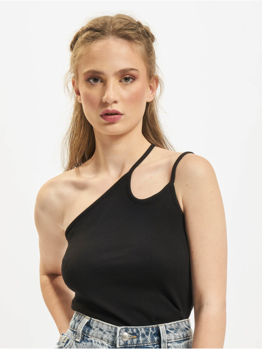 Only Tops sans manche Nessa Rib Double One Shoulder noir